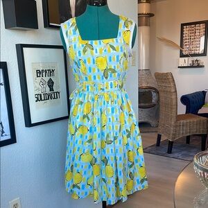 E Shakti sample Lemon Print Sleeveless Dress